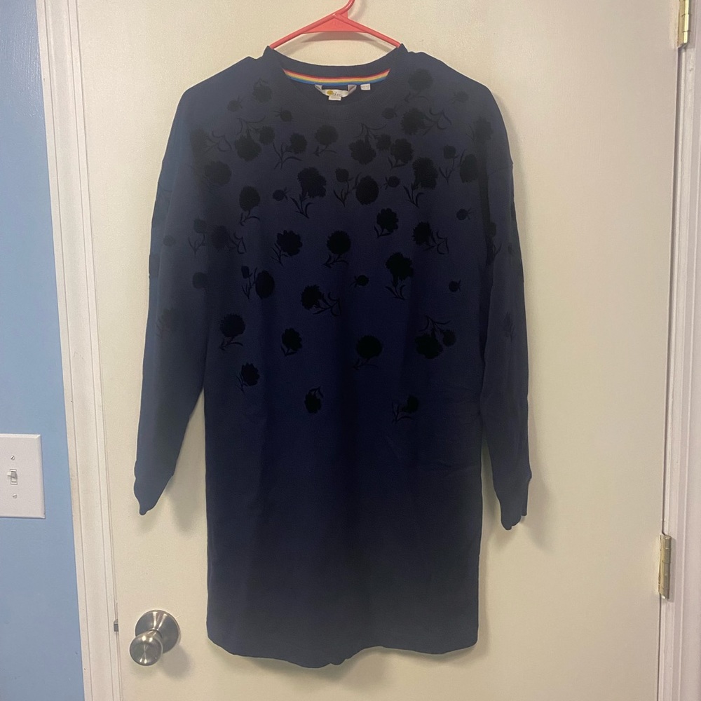 Womens Boden Flocked Floral sweatshirt dress